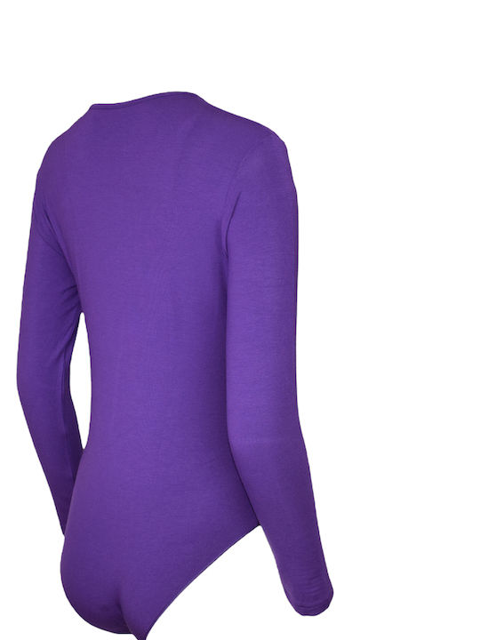 Apple Boxer Wrap Long Sleeve Bodysuit Purple