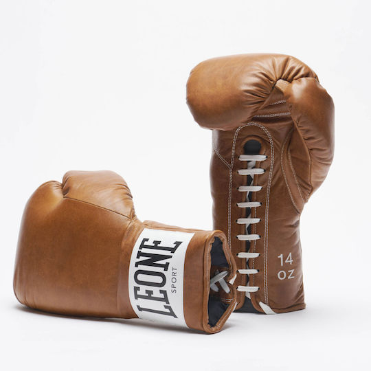Leone GNR01L Boxhandschuhe Leder für Kampf Braun