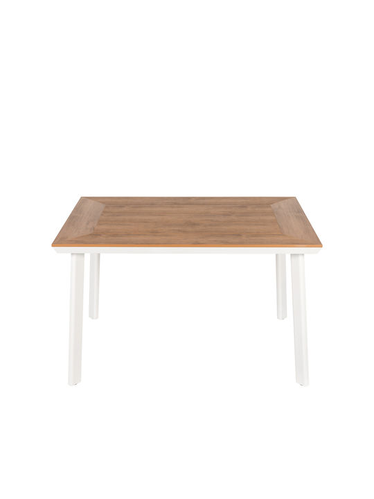 Epupa Outdoor Dinner Free Standing Table with Polywood Surface and Aluminum Frame Walnut 120x80x73cm