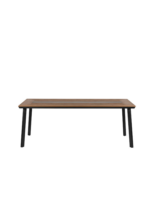 Ruacana Outdoor Dinner Table with Polywood Surface and Aluminum Frame Walnut 200x90x73cm