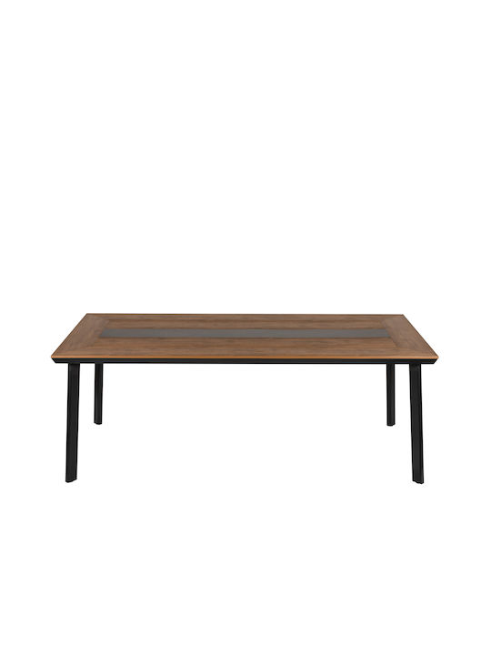 Ruacana Outdoor Dinner Table with Polywood Surface and Aluminum Frame Walnut 200x90x73cm