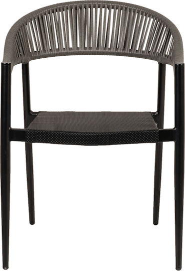 Καρέκλα Εξωτερικού Χώρου Rattan Livingstone Μαύρο / Γκρι 56x55x76εκ.