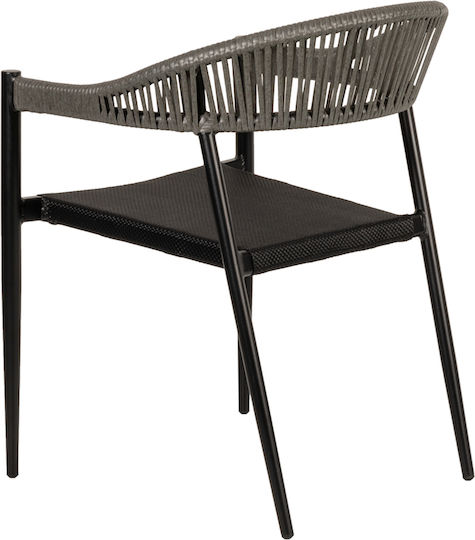 Καρέκλα Εξωτερικού Χώρου Rattan Livingstone Μαύρο / Γκρι 56x55x76εκ.