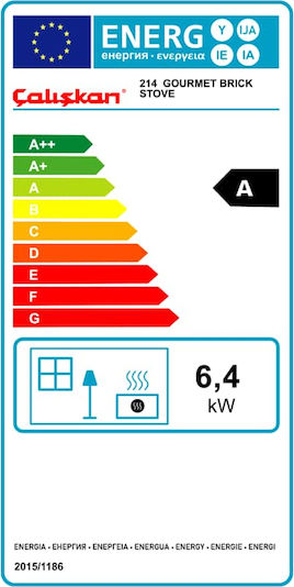 Caliskan 214 Oțel Soba pe lemne cu Cuptor 6.4kW Gri