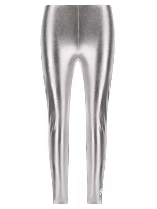 Täglich Frauen Gekürzt Leggings Glänzend Silber
