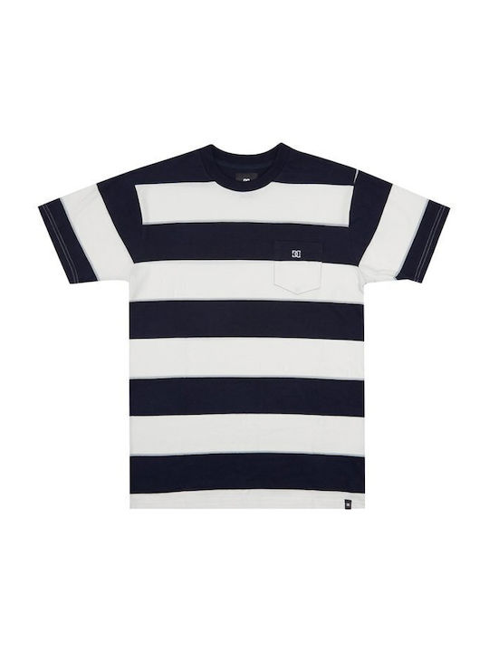 DC Crate Stripe Ανδρικό T-shirt Navy / White με Ρίγες