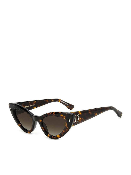 Dsquared2 Women's Sunglasses with Brown Tartaruga Plastic Frame and Brown Gradient Lens