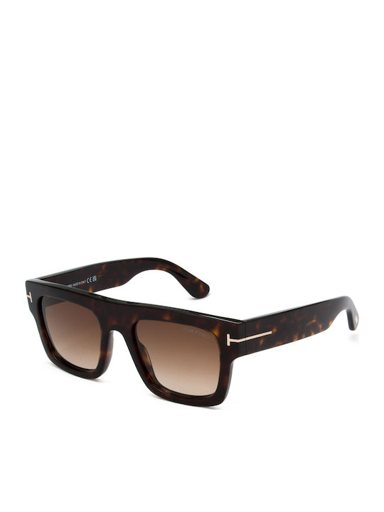 Tom Ford Fausto Unisex Γυαλιά Ηλίου με Καφέ Ταρταρούγα Κοκκάλινο Σκελετό και Καφέ Ντεγκραντέ Φακό FT0711 52F