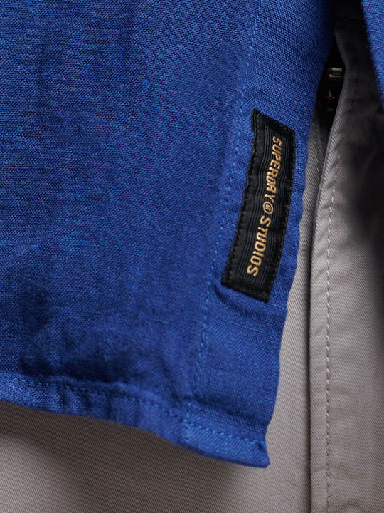 Short-sleeved Linen Shirt Blue