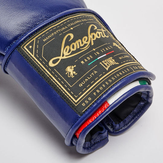 Leone Orlando Tricolore Boxhandschuhe Leder für Kampf Blau
