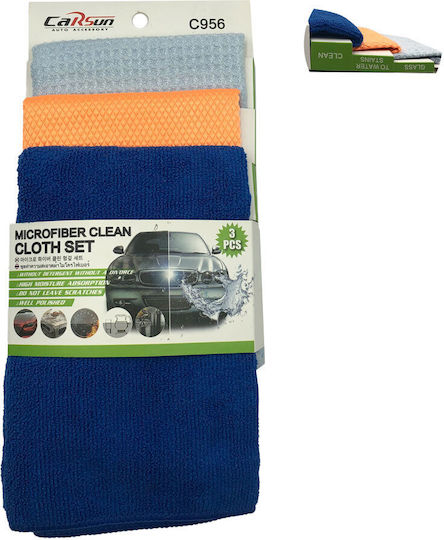 Carsun Cloths Microfiber Drying Car Blue 40x40cm 3pcs