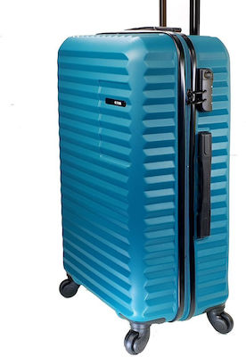 Rain C Medium Travel Suitcase Hard Petrol with 4 Wheels Height 65cm.