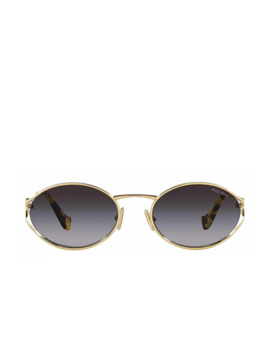 Miu Miu Women's Sunglasses with Gold Wooden Frame and Gray Gradient Lens MU 52YS ZVN5D1