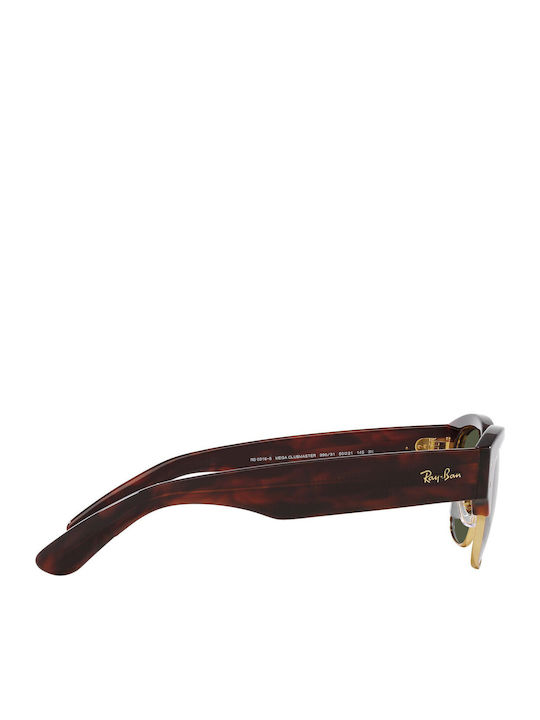 Ray Ban Mega Clubmaster Unisex Γυαλιά Ηλίου με Καφέ Ταρταρούγα Σκελετό και Πράσινο Φακό RB0316S 990/31
