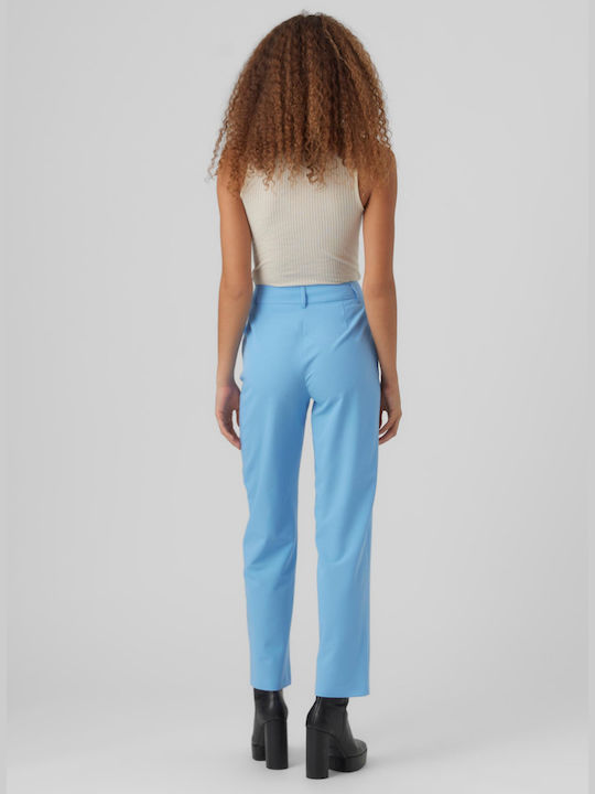 Vero Moda Women's High-waisted Chino Trousers in Straight Line Little Boy Blue