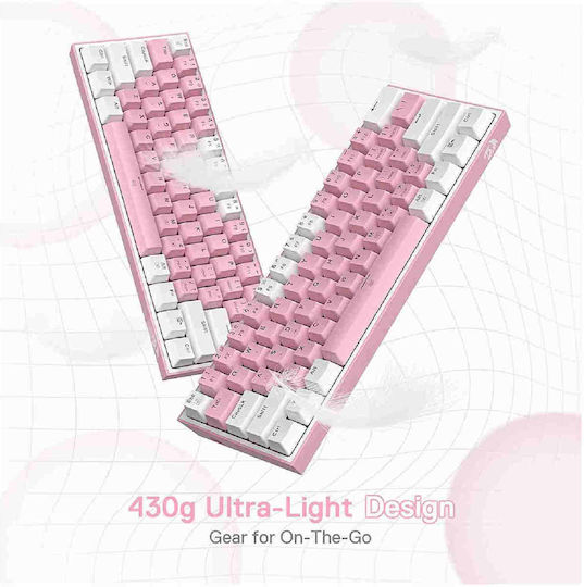 Redragon K617 FIZZ Gaming Mechanical Keyboard 60% with Custom Red switches and RGB lighting (English US) Pink/White