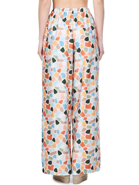 Collectiva Noir CNL11WA23SAP Women's High-waisted Fabric Trousers with Elastic Regular Fit