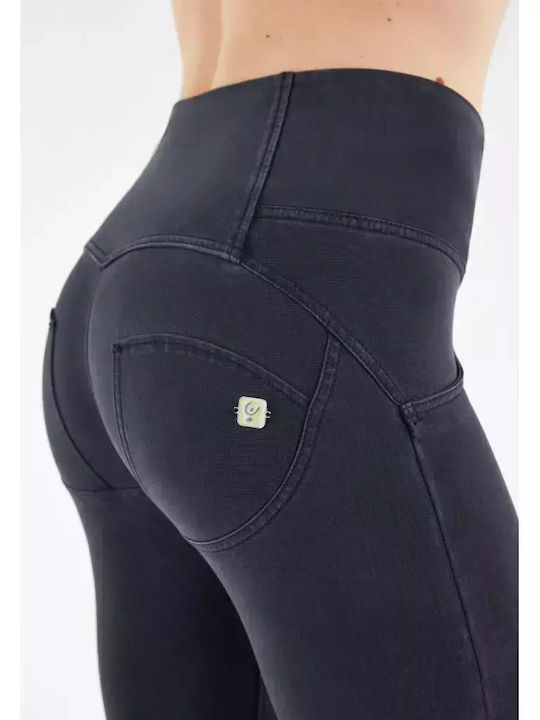 Ψηλόμεσο Γυναικείο Jean Παντελόνι Καμπάνα Push Up Μαύρο