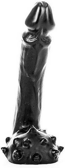 All Black Franklin Glass Dildo with Scrotum Black 19cm