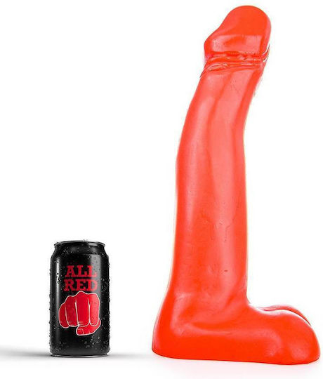 All Black All Red BBC Realistic Dildo with Scrotum Red 34cm