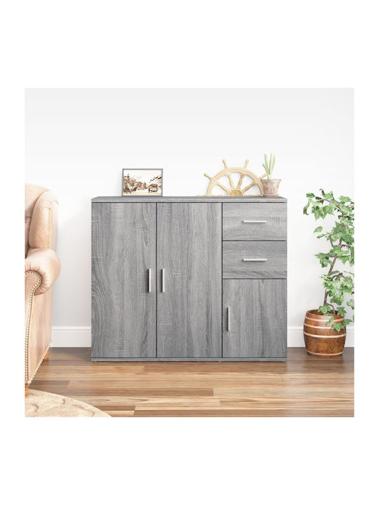 Wooden Buffet with Drawers Gray Sonoma L91xW29.5xH75cm