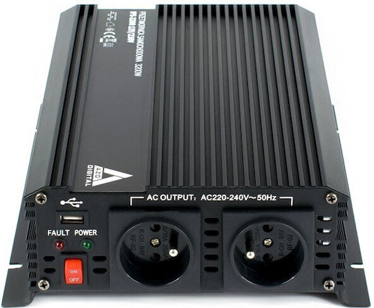 Azo Digital Car Inverter Pure Sinewave 3200W to Converter 12V DC in 230V AC