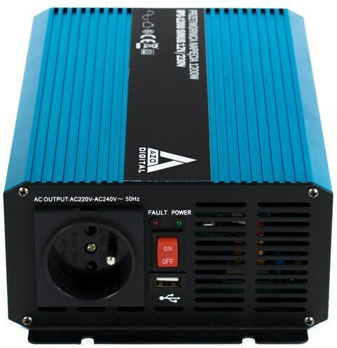 Azo Digital Инвертор за кола Чиста синусоидална вълна 1200W за преобразуване на 12V DC в 230V AC
