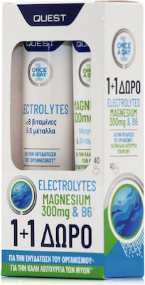Quest Electrolytes 20 αναβράζοντα δισκία & Magnesium 300mg & B6 20 αναβράζοντα δισκία
