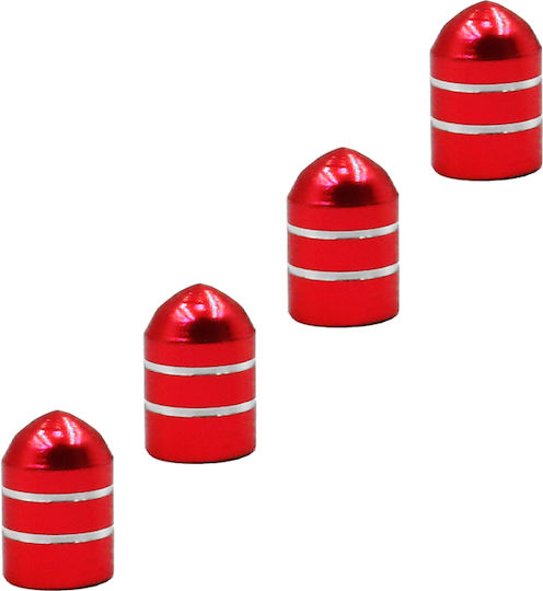 Car Valve Caps Red 4 Pieces