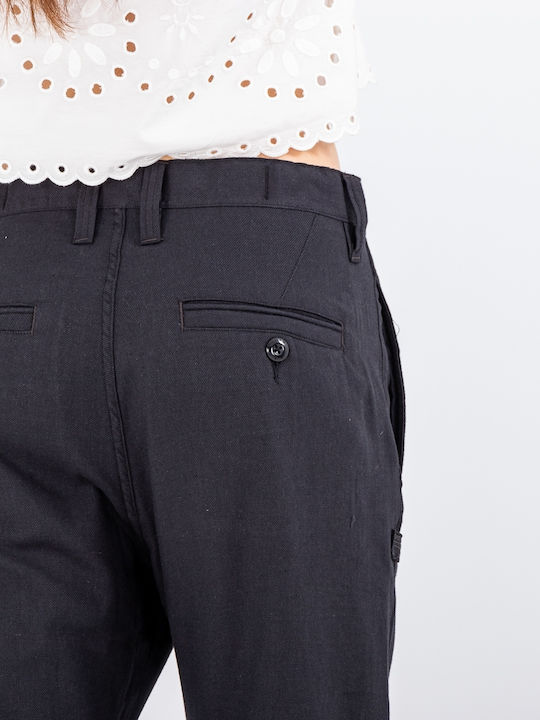 Dama Pantaloni Chino cu Croială Relaxată Negru
