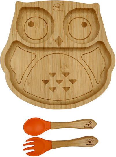 Baby Cloud Baby Food Container Set Owl made of Bamboo Orange 3pcs