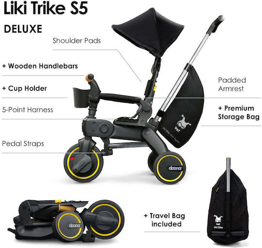 Doona Liki Trike S5 Foldable & Convertible 5 in 1 for 10 Months Nitro Black