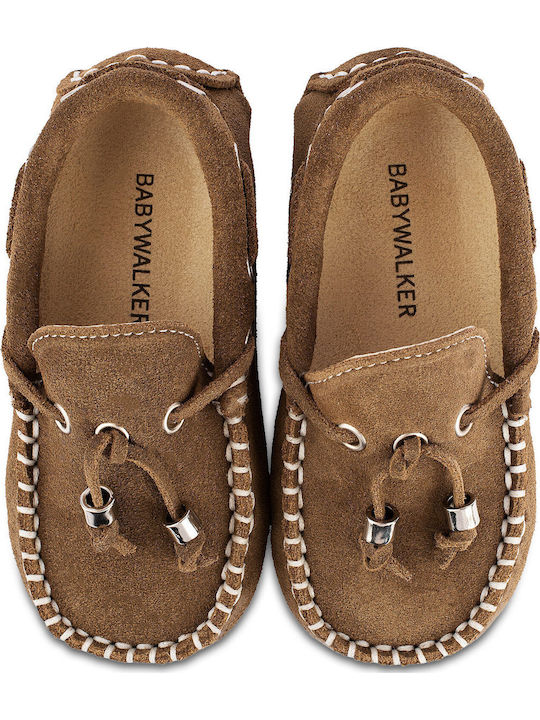 Babywalker Babywalker Brown Leather Moccasins Christening Shoes for Boys