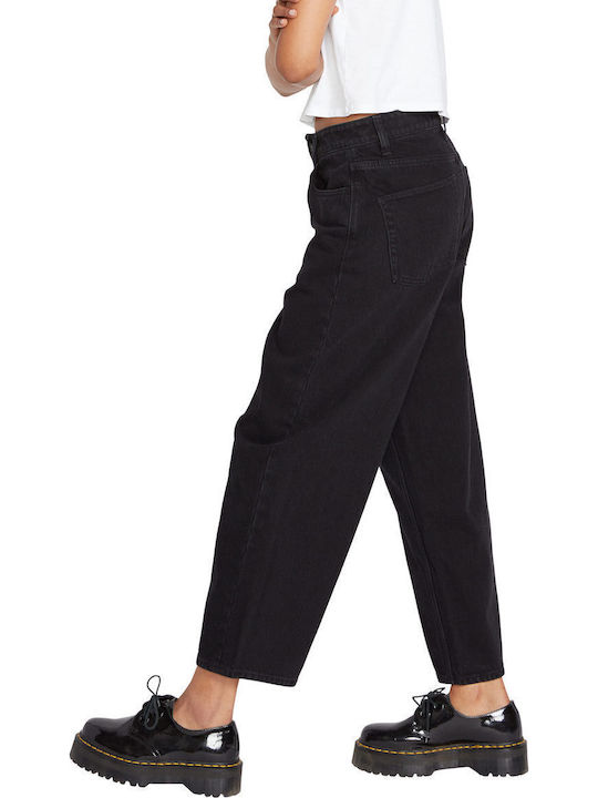 Weellow High Waist Women's Jean Trousers in Loose Fit Black