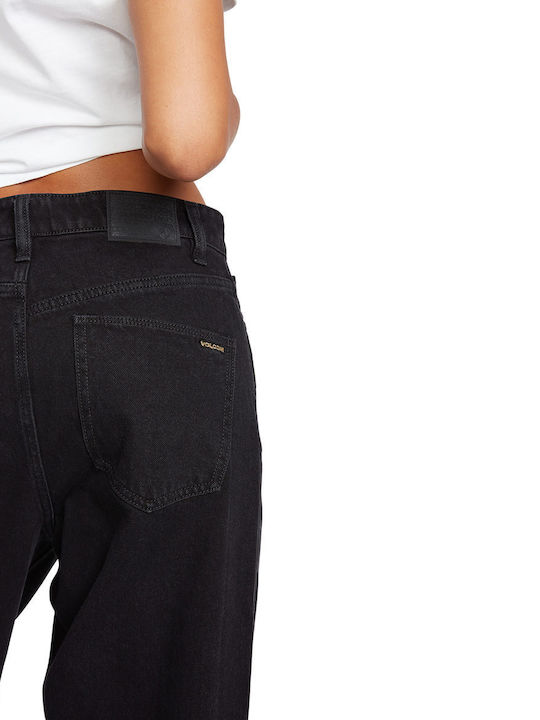 Weellow High Waist Women's Jean Trousers in Loose Fit Black