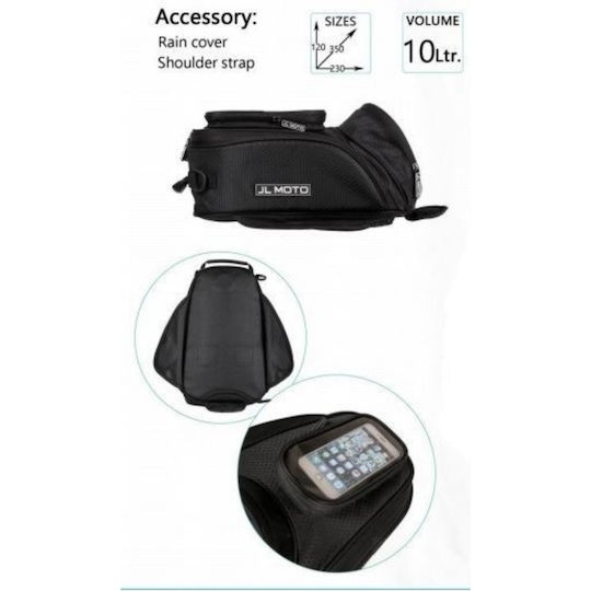 Winger JT15 Tank Bag Μοτοσυκλέτας Μαγνητικό Μαύρο 10lt