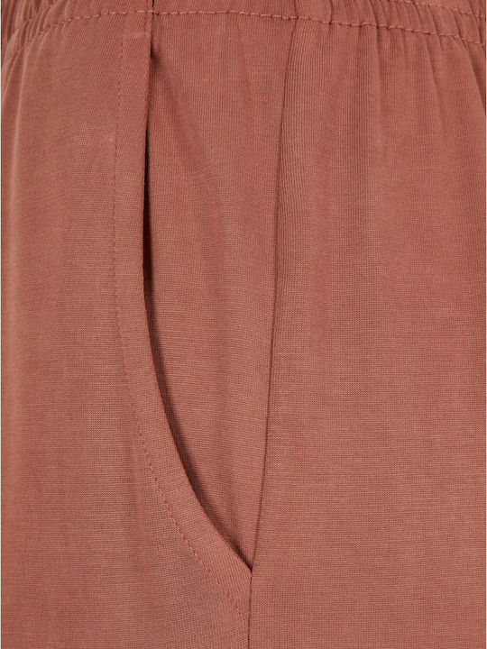 TB2597 Γυναικεία Ζιπ Κιλότ με Λάστιχο σε Wide Γραμμή Terracotta