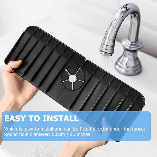 Black Plastic Kitchen Sink Organizer Base 37x13.7x1.8cm
