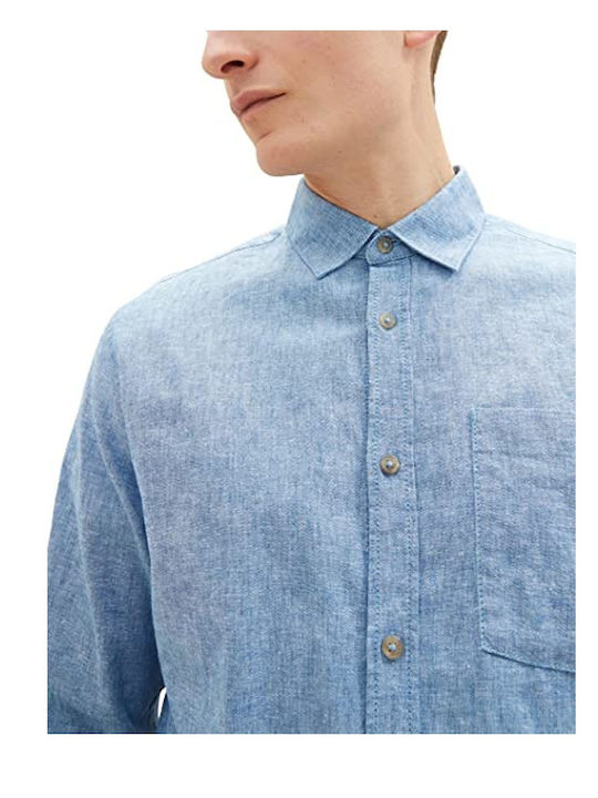 Long-sleeved Linen Shirt Light Blue