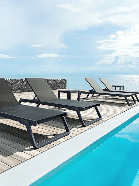 Liegestuhl Aluminium Tropic Dark Grey / Black 210x72x31cm.