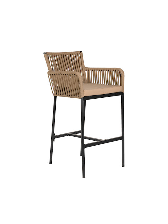 Gartenhocker Bar Außeneinsatz Rattan Kintampo Beige/Schwarz 55x58x108cm