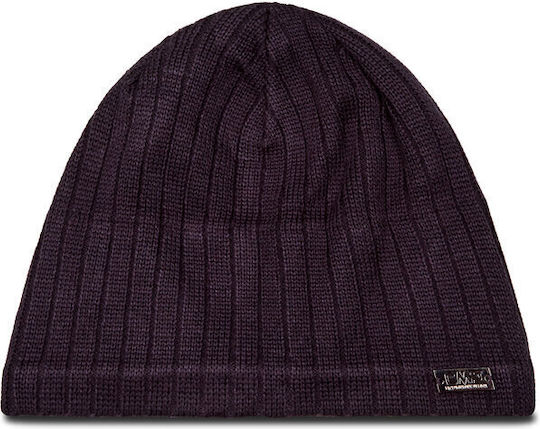 Männer Beanie Mit Rib Strick Schwarz Blau
