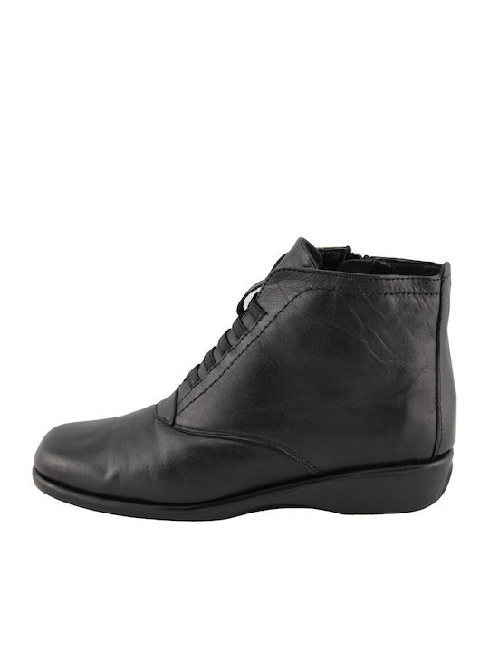 1018 Leder Stiefeletten Damen Schwarz