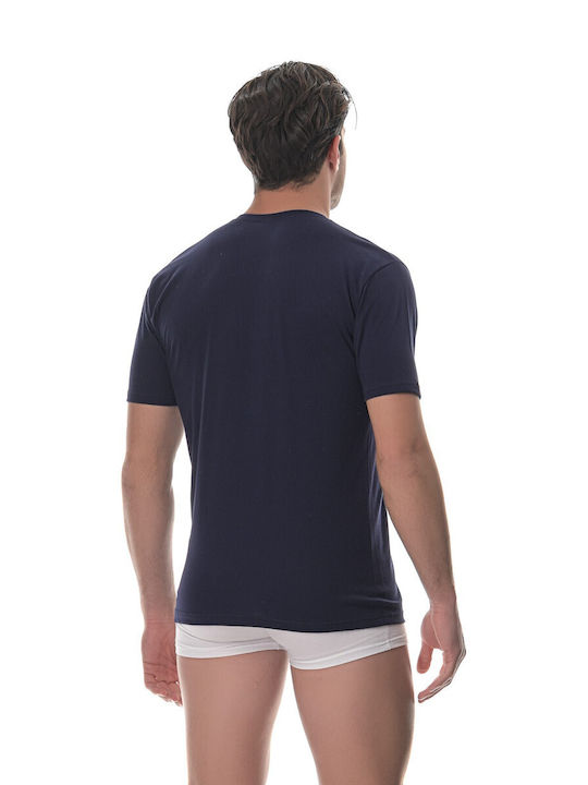 Lido Underwear Men's Short Sleeve Undershirt Navy Blue