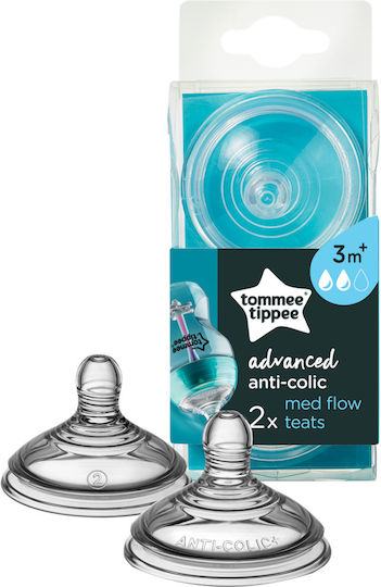 Tommee Tippee Closer To Nature Silicone Baby Bottle Teats Medium Flow for 3+ months 2pcs