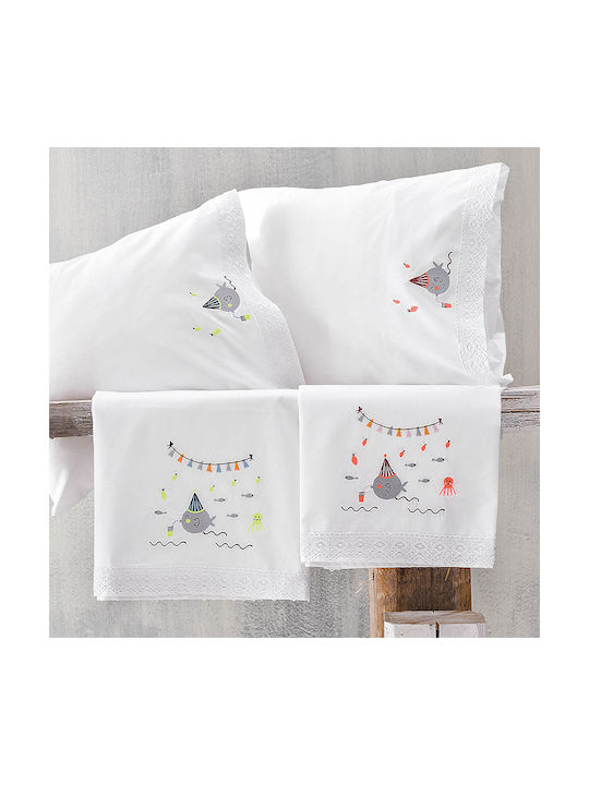Rythmos Bubbles Baby Sheets Set Crib Cotton Orange 105x160cm 3pcs