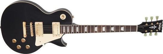 Vintage V100 ReIssued Electric Guitar Single Cut with HH Pickups Arrangement Black