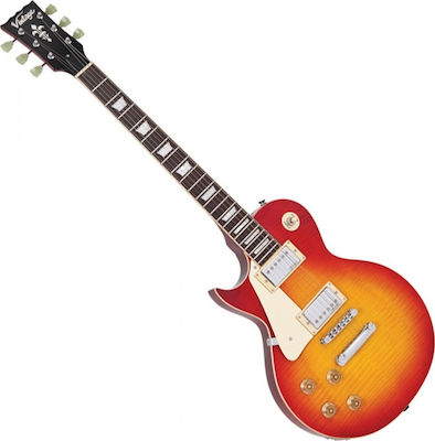 Vintage Left-Handed Electric Guitar V100 ReIssued with HH Pickups Layout, Rosewood Fretboard in Cherry Sunburst