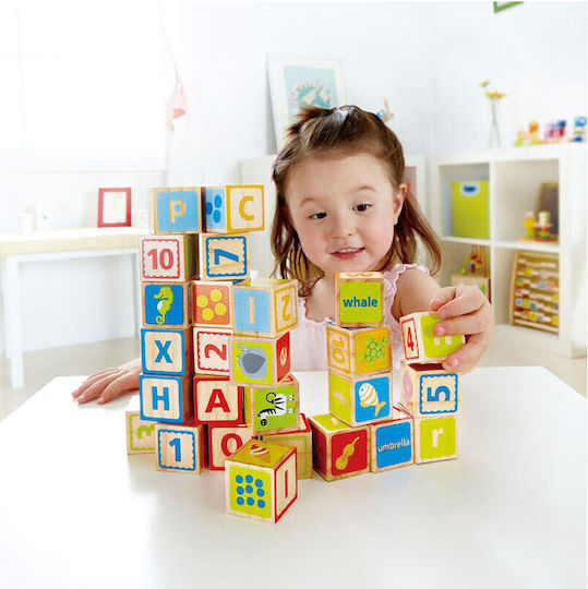 Hape Jucărie de Stivuire ABC Blocks din Lemn pentru 24++ Luni