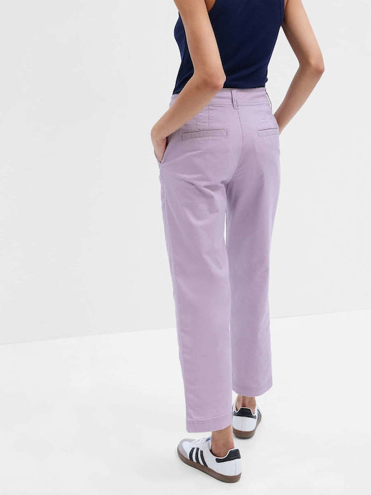 GAP Girlfriend Utility Women's High-waisted Cotton Capri Trousers Purple